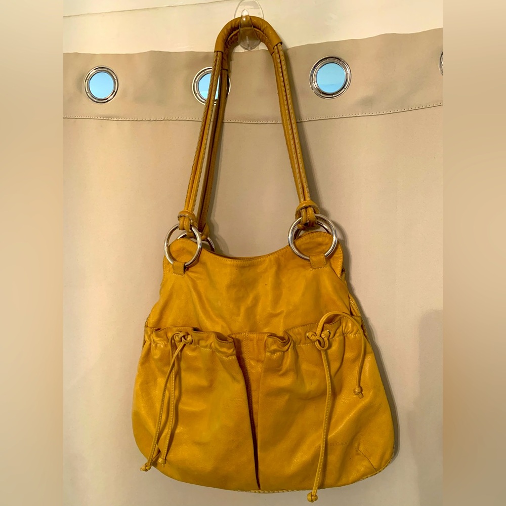 Plinio Visona Yellow Shoulder Bag with Slouchy Design